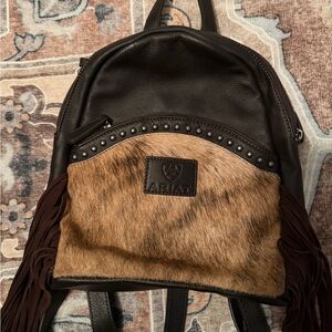 Ariat Leather and Fur Backpack with Fringe